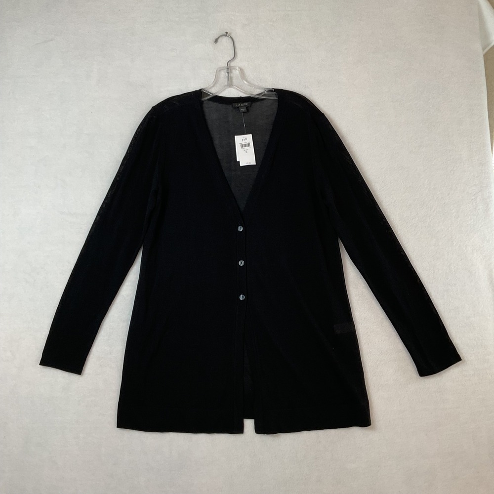 J. Jill Wearever Black V-Neck Button Front Cardigan Sweater Longline NWT Size S